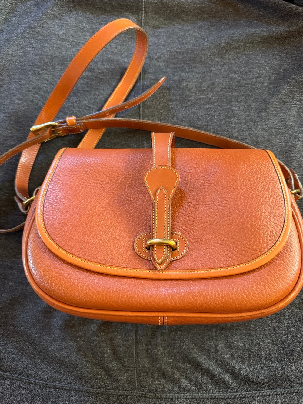 Vintage Dooney & Bourke Crossbody Saddle Bag in Cognac